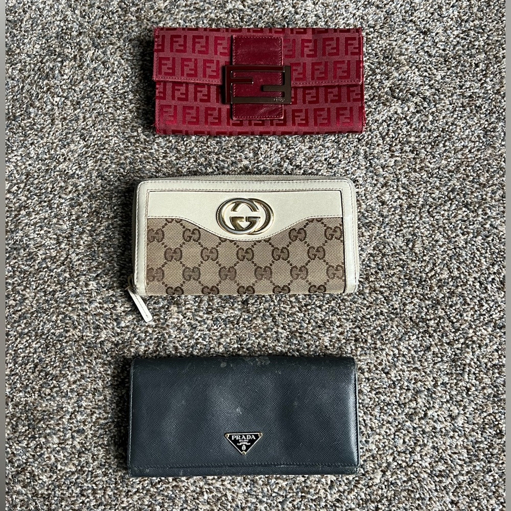 Designer Wallet Lot: Fendi, Gucci, Prada Authentic